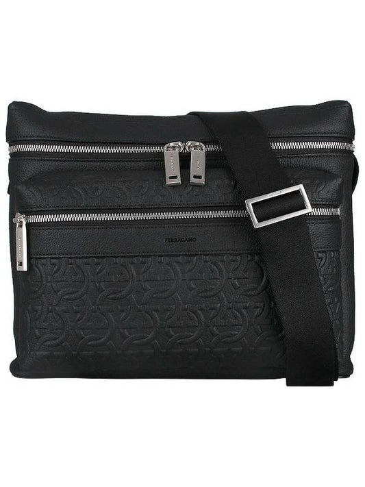 Gancini Pattern Leather Cross Bag Black - SALVATORE FERRAGAMO - BALAAN 2