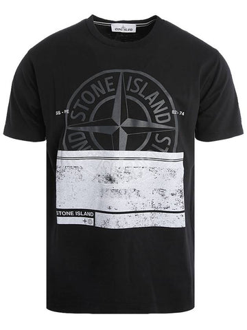 Block Logo Printing Short Sleeve T-Shirt Black - STONE ISLAND - BALAAN 1