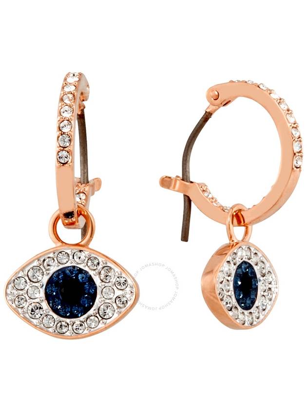 Evil Eye Hoop Earrings Blue Rose Gold - SWAROVSKI - BALAAN 4