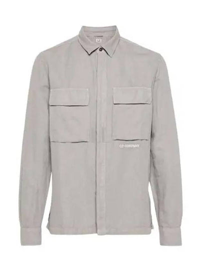 Broken Linen Cotton Long Sleeve Shirt Grey - CP COMPANY - BALAAN 2