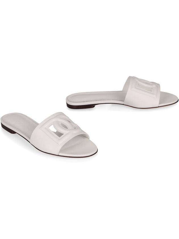 DG Logo Leather Flat Slippers White - DOLCE&GABBANA - BALAAN 4