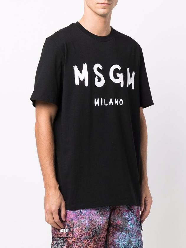 Brushed Logo Short Sleeve T-Shirt Black - MSGM - BALAAN 3