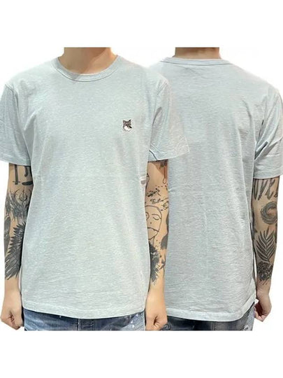 Grey Fox Head Patch Classic Short Sleeve T-Shirt Light Blue - MAISON KITSUNE - BALAAN 2