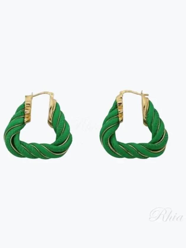 Twisted Triangle Hoop Earrings Green - BOTTEGA VENETA - BALAAN 2