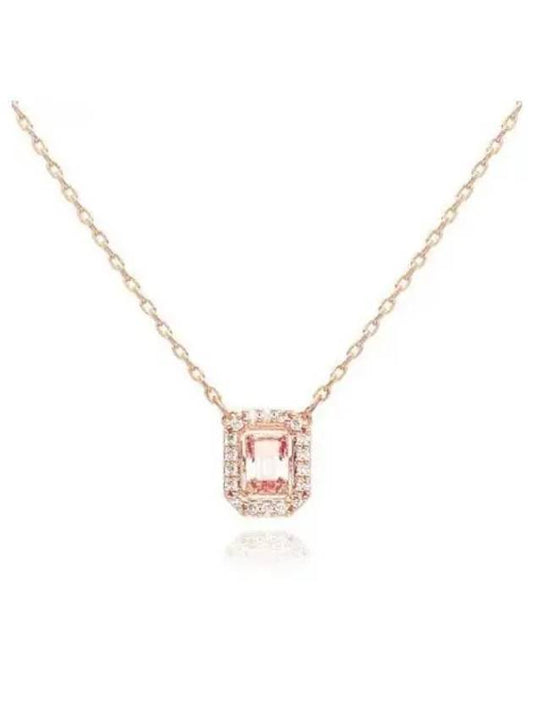 Una Octagon Cut Crystal Pendant Necklace Pink Rose Gold - SWAROVSKI - BALAAN 2