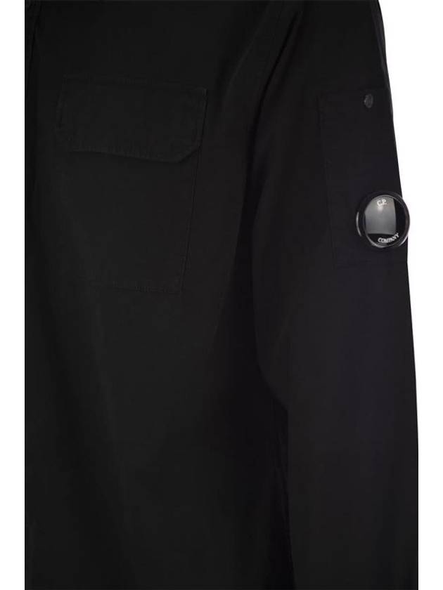 Organic Gabardine Buttoned Lens Long Slevee Shirt Black - CP COMPANY - BALAAN 5