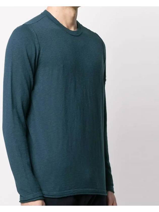 Men's Wappen Patch Round Neck Knit Top Dark Blue - STONE ISLAND - BALAAN 4