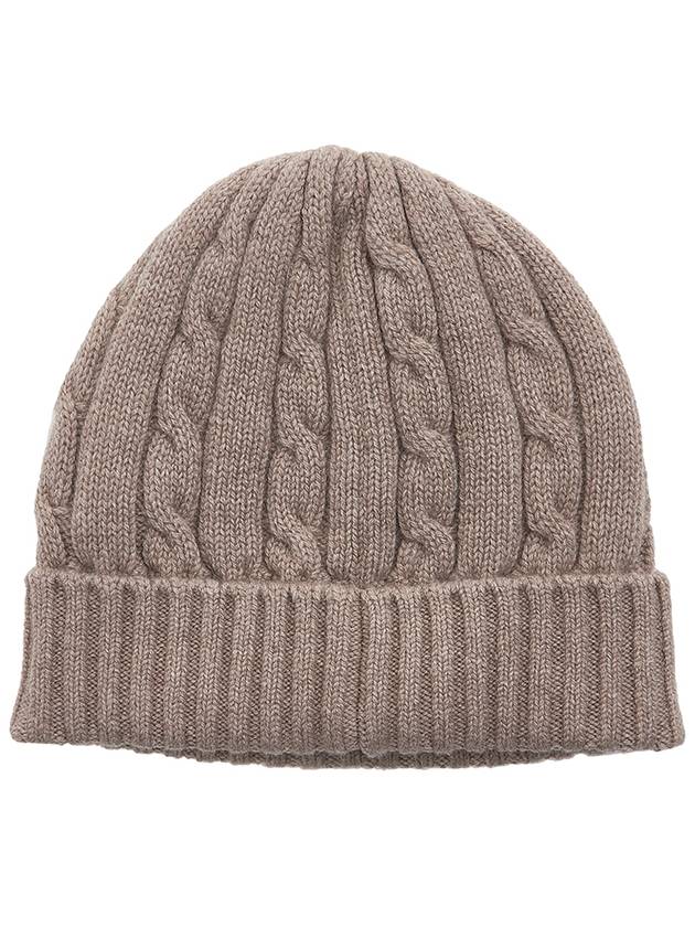 Triomphe Cable Knit Cashmere Beanie Light Taupe - CELINE - BALAAN 3