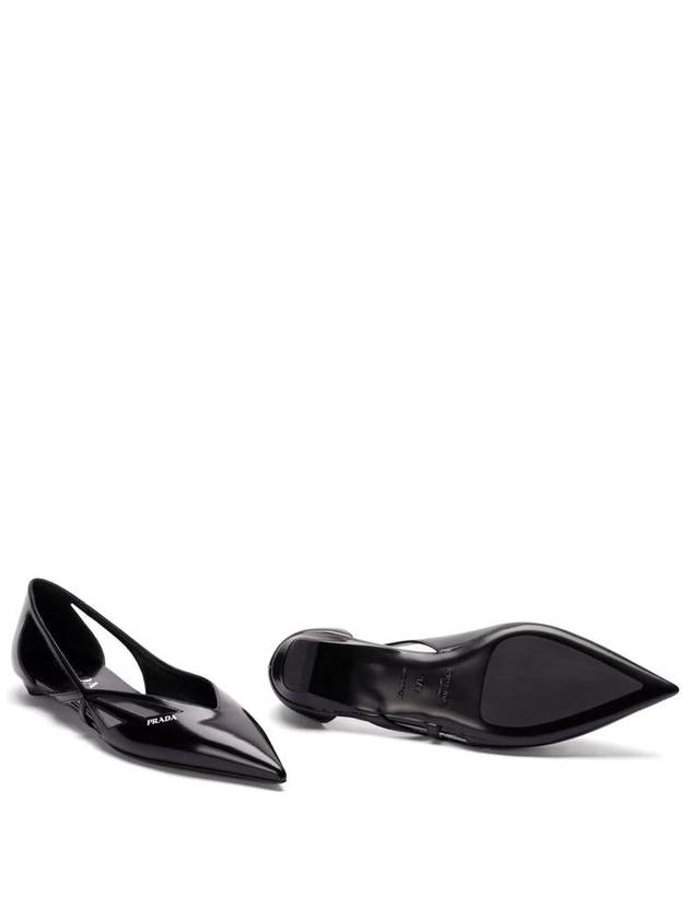 Cut out Brushed Leather Ballerina Black - PRADA - BALAAN 6