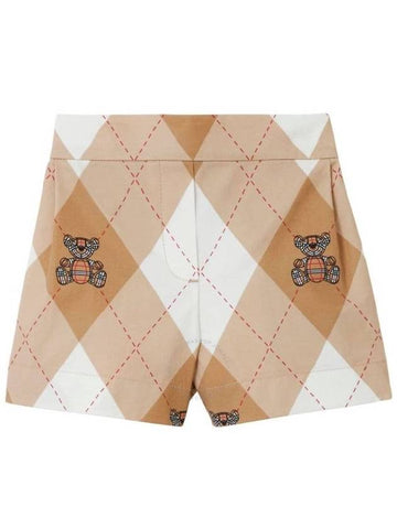 Burberry Thomas Bear Nicoletta Argyle-Print Cotton Shorts, Size 12M - BURBERRY - BALAAN 1