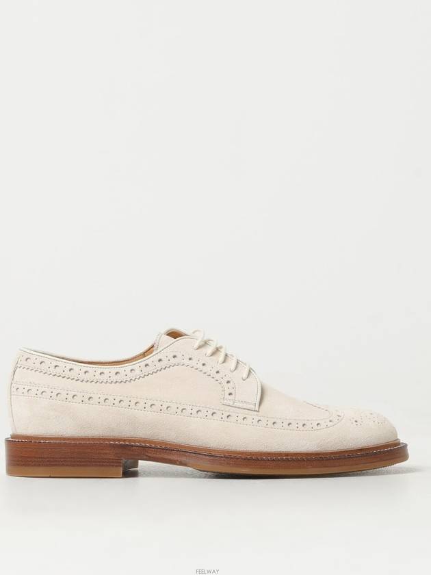 Perforated-Embellished Lace-Up Derby Beige - BRUNELLO CUCINELLI - BALAAN 3