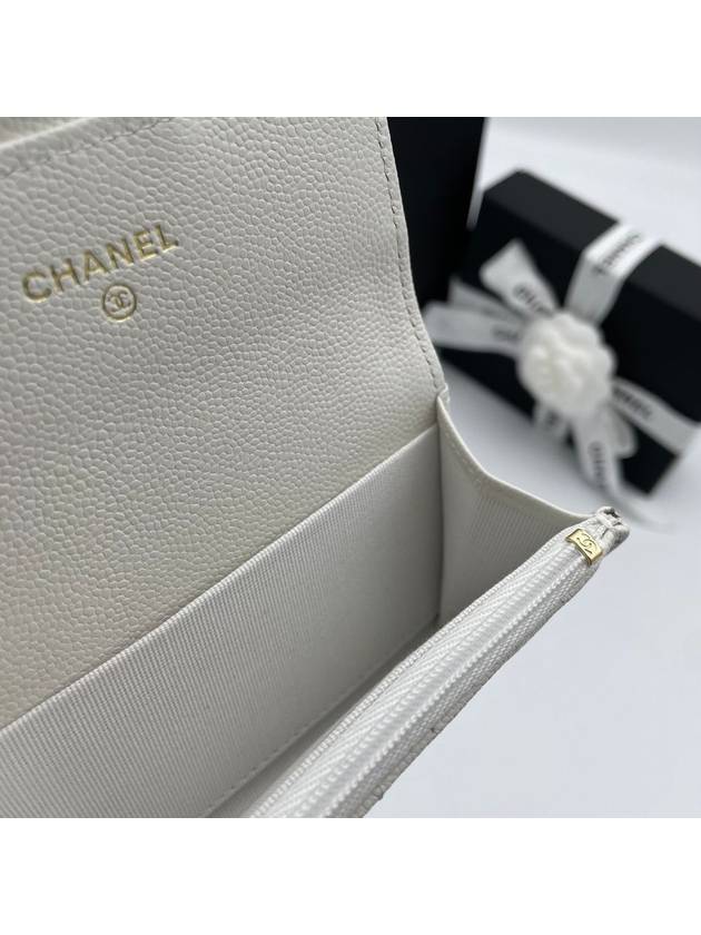 Classic snap zipper card wallet caviar ivory gold AP4096 - CHANEL - BALAAN 8