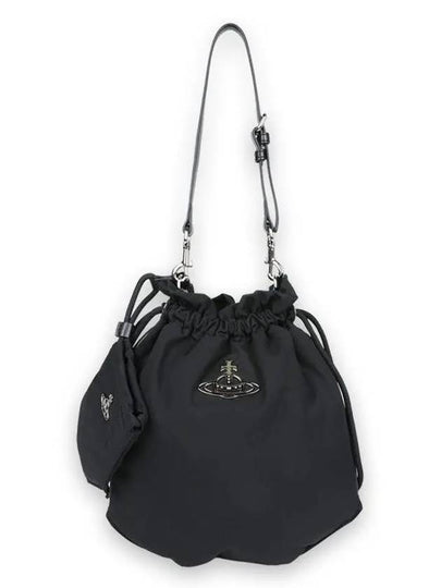 Logo Plaque Drawstring Bucket Bag Black - VIVIENNE WESTWOOD - BALAAN 2