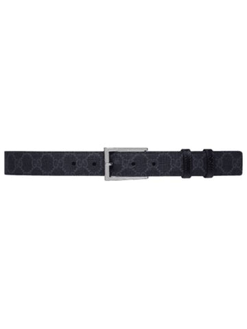 Rectangular Buckle Reversible Leather Belt Black Blue - GUCCI - BALAAN 1