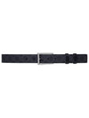 Rectangular Buckle Reversible Leather Belt Black Blue - GUCCI - BALAAN 1