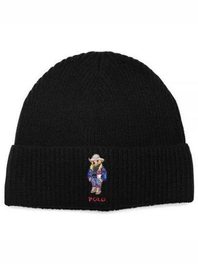 Embroidered Holiday Bear Wool Beanie Black - POLO RALPH LAUREN - BALAAN 2