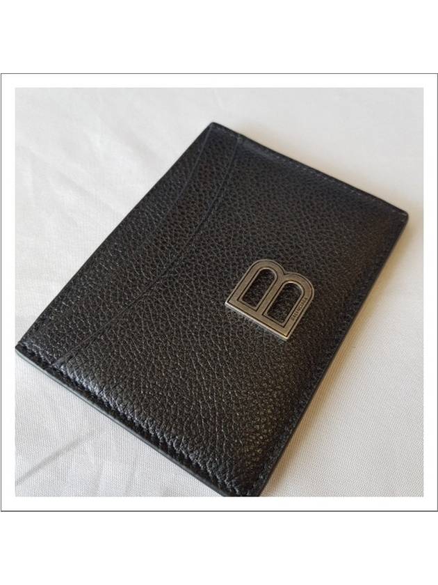 Silver B Logo Hourglass Two Stage Card Wallet Black - BALENCIAGA - BALAAN 5