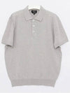 Embroidered Logo Knit Polo Shirt Grey - A.P.C. - BALAAN 3