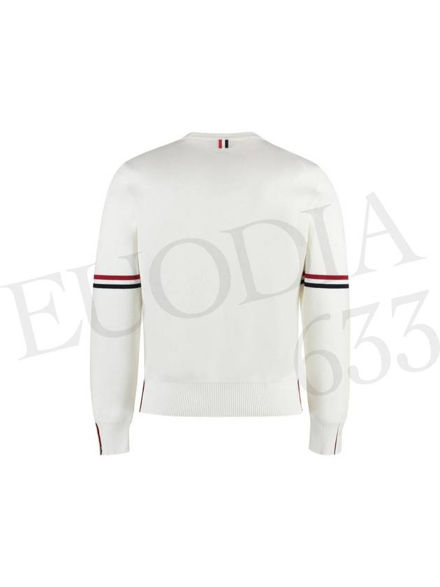 Men's Milan Stitch Armband Crew Neck Knit Top White - THOM BROWNE - BALAAN 3