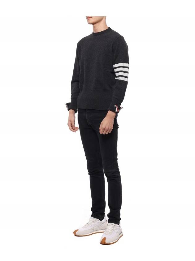 Diagonal Classic Cashmere Knit Top Dark Grey - THOM BROWNE - BALAAN 5