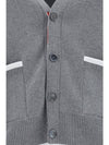 V-Neck Diagonal Armband Cardigan Grey - THOM BROWNE - BALAAN 4