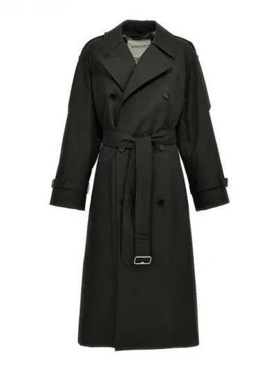 Long Gabardine Trench Coat Black - BURBERRY - BALAAN 2