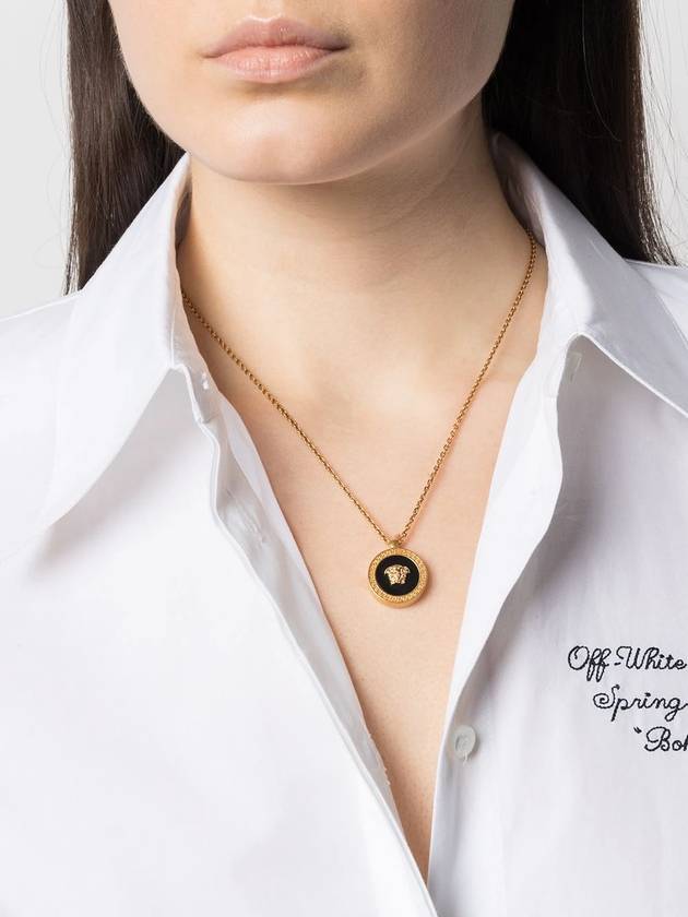 Enamel Medusa Pendant Necklace Black Gold - VERSACE - BALAAN 3