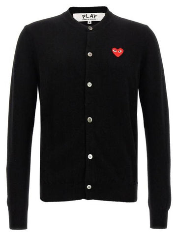 Red Heart Wappen Knit Cardigan Black - COMME DES GARCONS PLAY - BALAAN 1