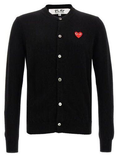 Red Heart Knit Cardigan Black - COMME DES GARCONS PLAY - BALAAN 1