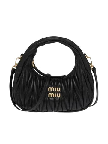 Wander Matelasse Nappa Leather Hobo Mini Bag Black - MIU MIU - BALAAN 1