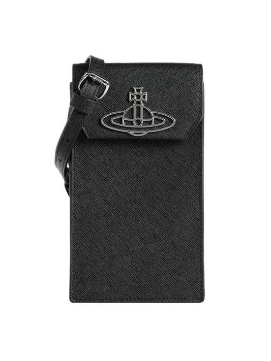ORB Saffiano Phone Cross Bag Black - VIVIENNE WESTWOOD - BALAAN.