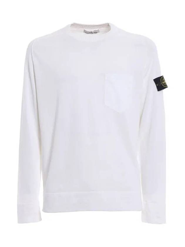 Logo Patch Pocket Knit Top White - STONE ISLAND - BALAAN 3