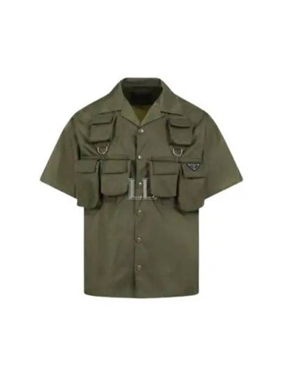 Short Sleeved Re Nylon Shirt Dark Green - PRADA - BALAAN 2