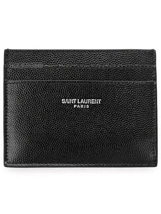 Embossed Leather Card Wallet Black - SAINT LAURENT - BALAAN 2