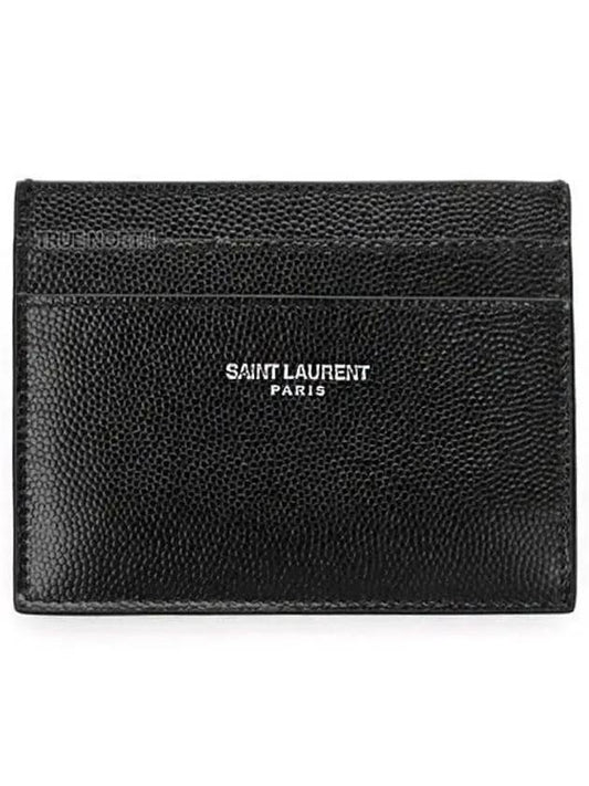 Embossed Leather Card Wallet Black - SAINT LAURENT - BALAAN 2