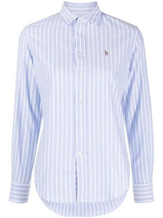 Pony Classic Fit Long Sleeve Shirt Blue - POLO RALPH LAUREN - BALAAN.