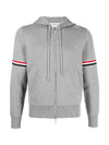 Cotton Milano Armband Zip Up Hoodie Light Grey - THOM BROWNE - BALAAN 2