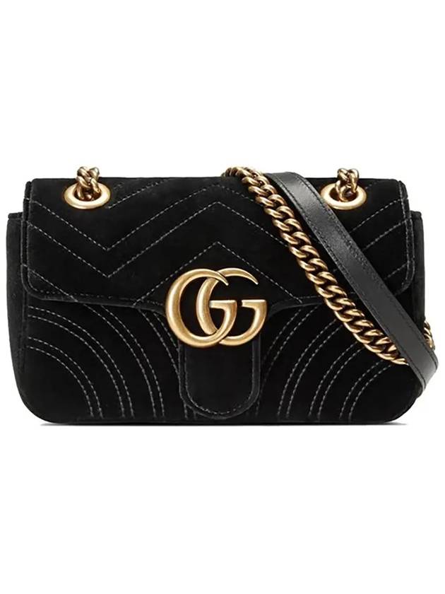 GG Marmont Velvet Small Shoulder Bag Black - GUCCI - BALAAN 6