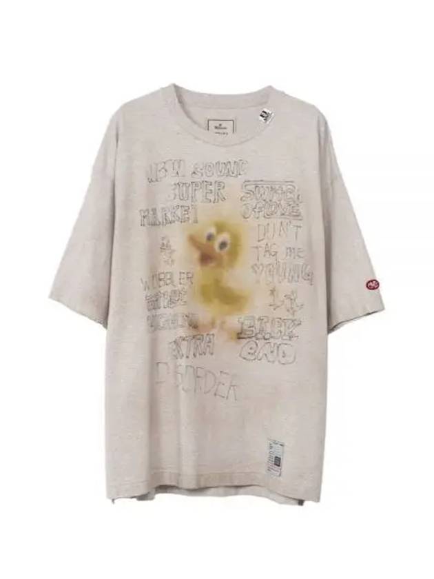 J13TS732 GRAY Duck Print Distressed T Shirt - MIHARA YASUHIRO - BALAAN 1