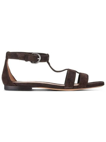 women suede strap flat sandals brown - EMPORIO ARMANI - BALAAN 1