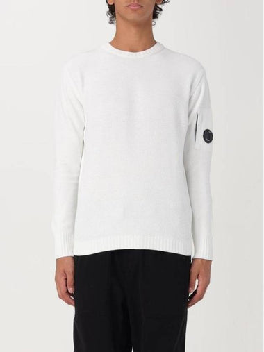 Cotton Chenille Crewneck Knit Top White - CP COMPANY - BALAAN 1