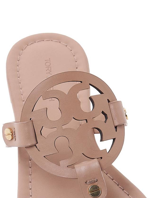 Miller Logo Leather Flip Flops Beige - TORY BURCH - BALAAN.