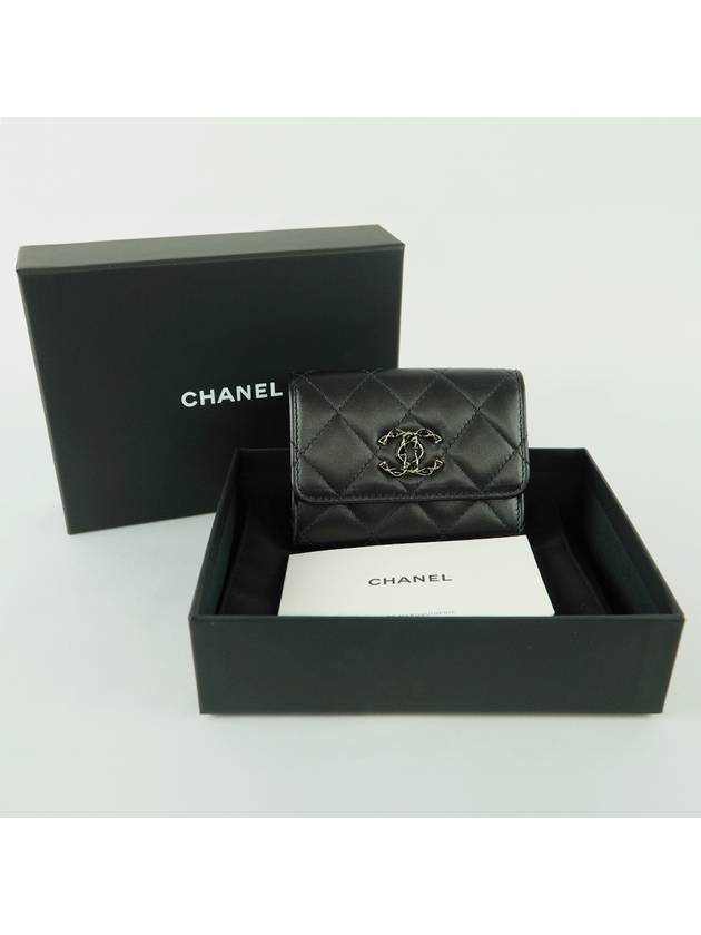 French origin card case business wallet snap black gold lamb skin AP3624 - CHANEL - BALAAN 9