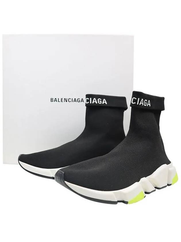 Speed ​​Cuffed Logo High Top Sneakers Neon Yellow Black - BALENCIAGA - BALAAN 2