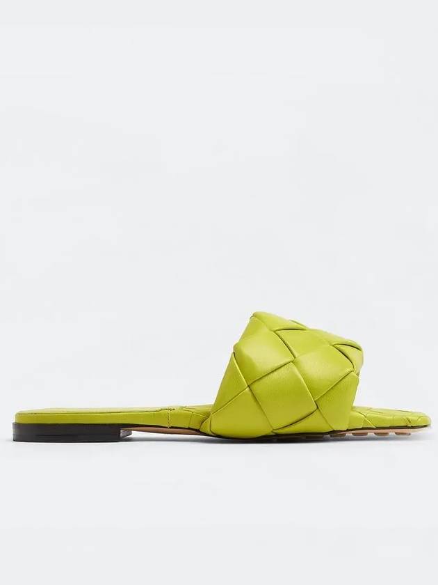 Women's Lido Leather Slippers Kiwi - BOTTEGA VENETA - BALAAN.