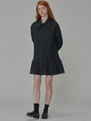 Cotton shirring mini shirt dress Black - OPENING SUNSHINE - BALAAN 3