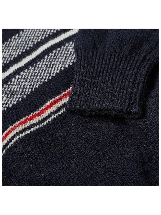 Seasonal Birdseye Jacquard Knit Top Navy - THOM BROWNE - BALAAN 6