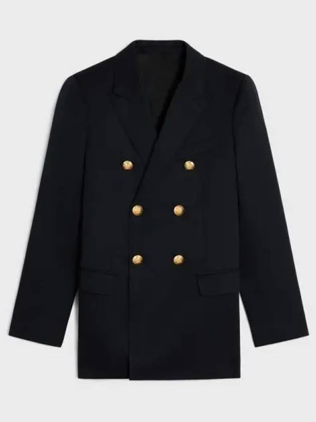 Diagonal Wool Long Pea Coat Navy - CELINE - BALAAN 2