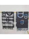 Chandal Tartan Tartan Maillons Reversible Cashmere Muffler Entra Sheet Gray Blue H394068T - HERMES - BALAAN 6