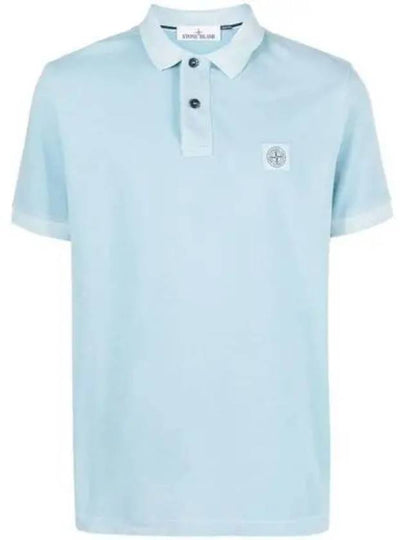 Men's Logo Patch Short Sleeve Polo Shirt Sky Blue - STONE ISLAND - BALAAN 2